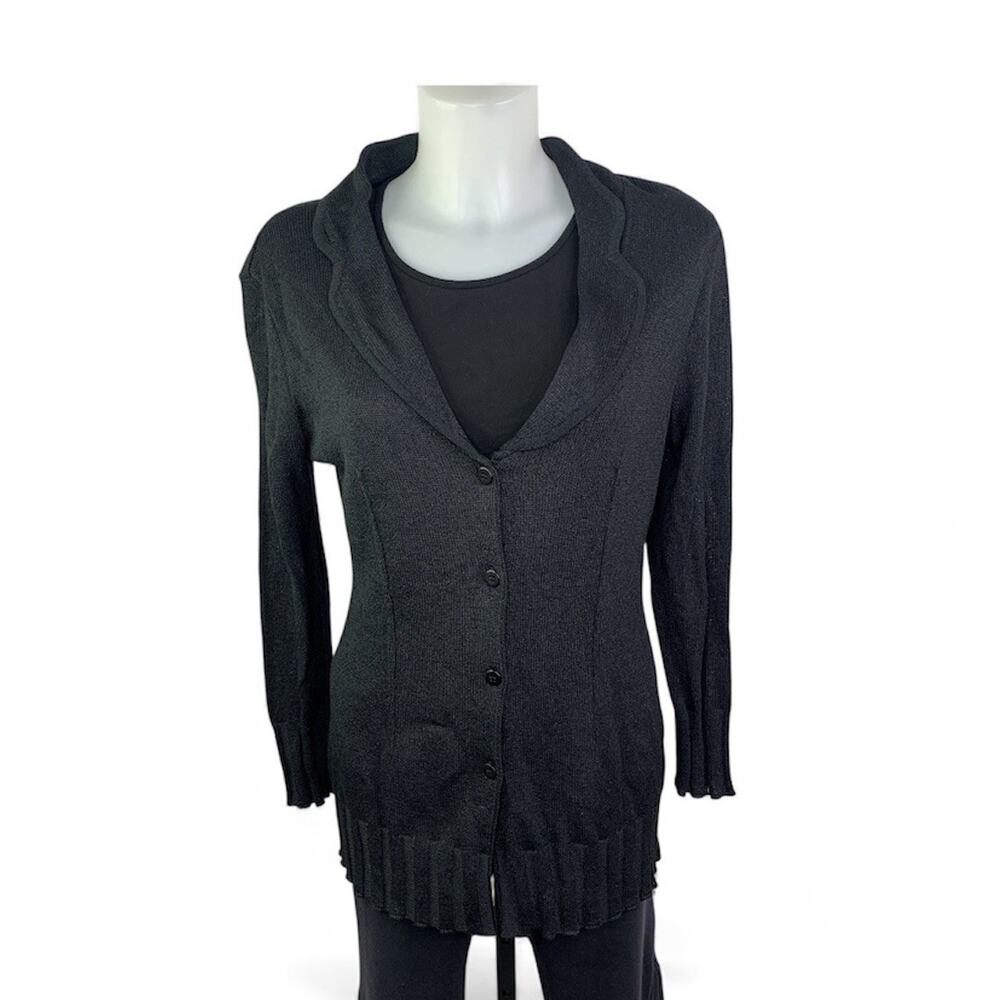 Rodika Zanian Paris Womens Black Cardigan Sweater Whimsigoth Shawl Collar